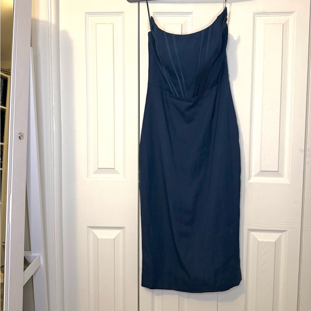 Dress the Population Teal Strapless Gown